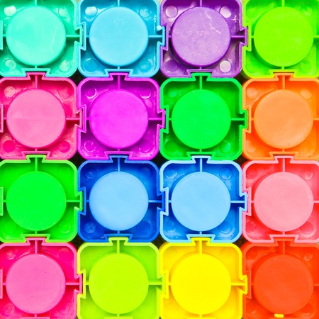 Colorful paint pots as a detailed background imageの写真素材