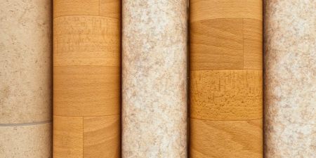 Rolls of vinyl laminated flooring close upの写真素材