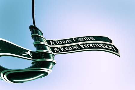 Sign post in a uk town centerの写真素材