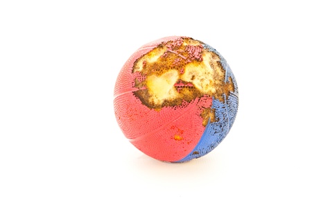 A foam ball which has been damaged by rodentsの写真素材