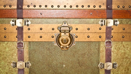 Close up of a vintage storage trunkの写真素材