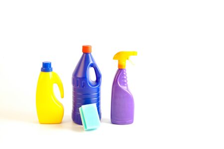 household cleaning equipment on a white backgroundの写真素材