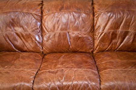 Close up of a three seater leather sofaの写真素材