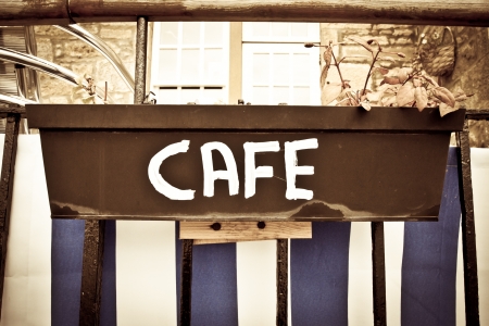 Sign for a cafe in soft muted tonesの写真素材