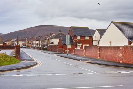 Housing estate in Port Talbot, South Walesの写真素材