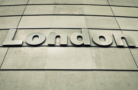 London sign on a modern concrete wallの写真素材