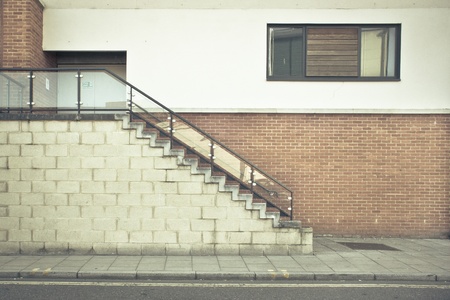 Flight of stairs outside a modern buildingの写真素材