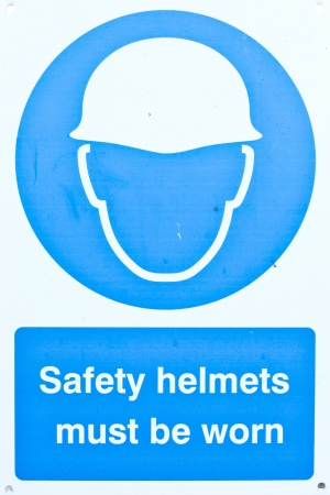 Health and safety warning sign at a construction siteの写真素材