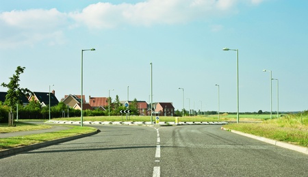 Modern road and roundabout in rural Englandの写真素材