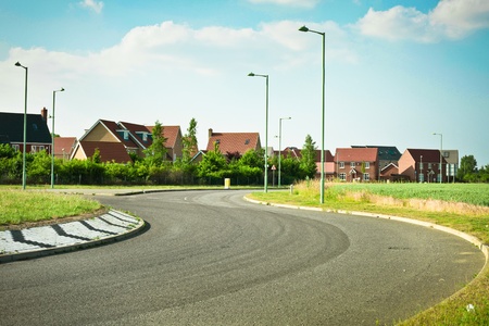 Modern road and roundabout in rural Englandの写真素材