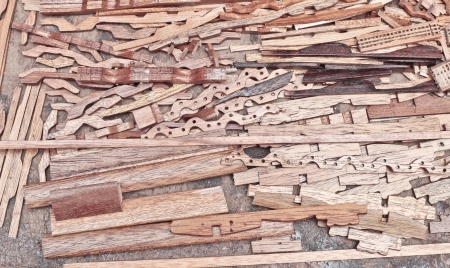 Parts for building models ships on a tableの写真素材