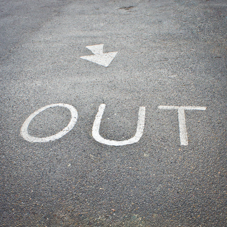 Painted out sign on a tarmac surfaceの写真素材