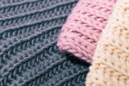 Yellow,grey and pick woolの写真素材