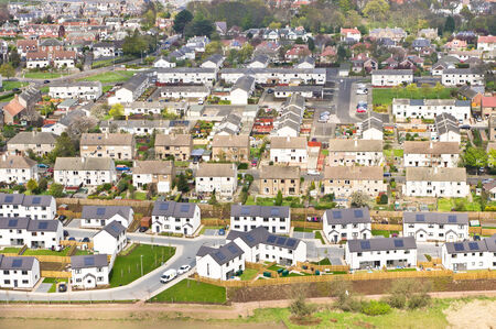 Modern homes built on the edge of North Berwick, Scotlandの写真素材