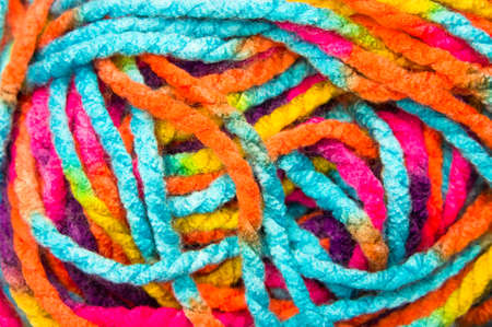 Close up of multi-colored wool thread as a background