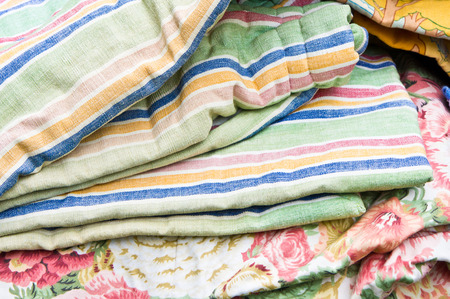 Second hand textiles on sale at a flea market