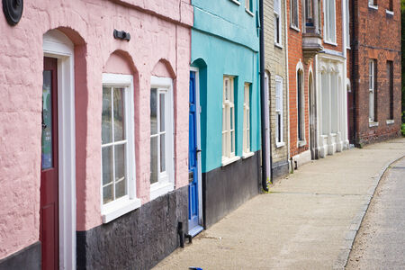 Colorful town houses in Bungay, Suffolkの写真素材