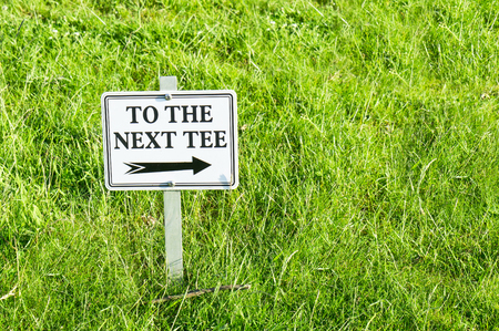Sign on a golf course for the next teeの写真素材