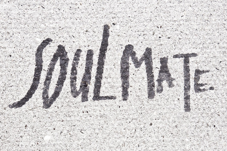 Soulmate written on a stone surfaceの写真素材