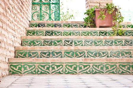 Tiles steps in a Moroccan courtyard