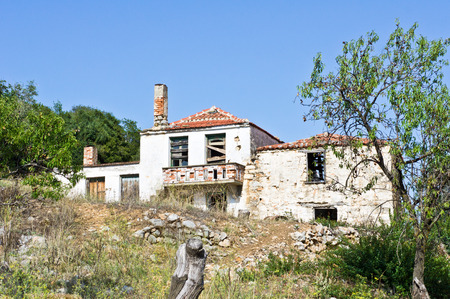 A derelict hillside house in Greeceのeditorial素材