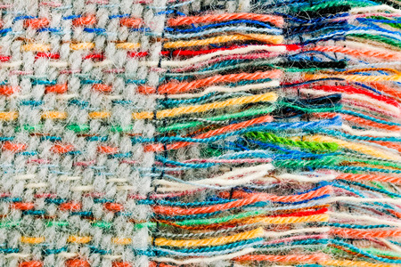 Close up of part of a colorful wool blanket