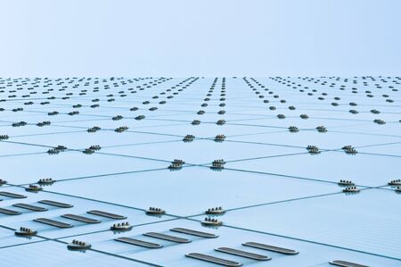 Glass panels on the outside of a modern building