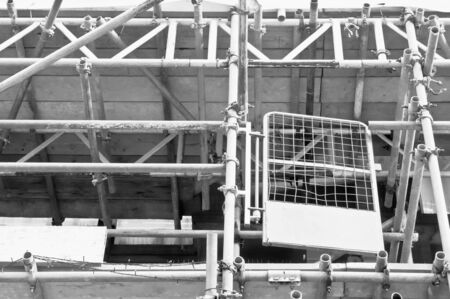 Details of scaffolding bars on a building
