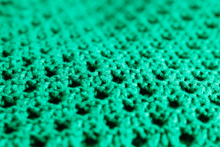 Close up of green wool materialの写真素材