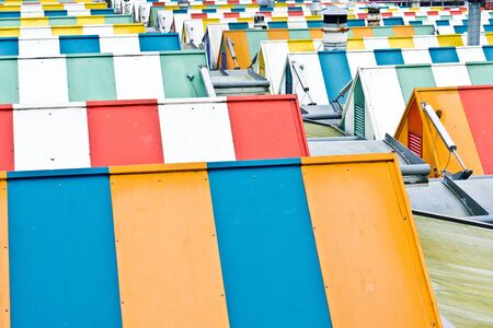 Colorful roofs of market stalls in Norwich, UKの写真素材
