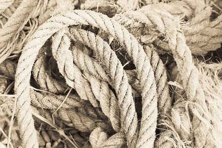 Worn ropes as an abstract image