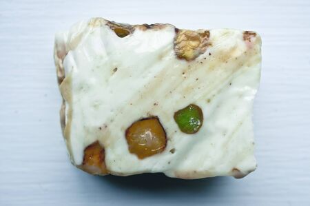 Piece of nougat in close up detailの写真素材