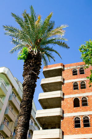 An apartment building during construction in Tyrkeyの写真素材