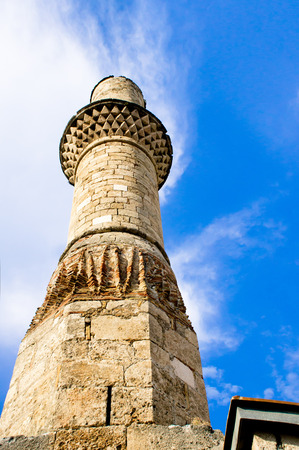 Minaret of an old mosque in Antalya, Turkeyの写真素材