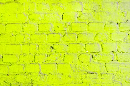 Part of a lime green brick wall as a backgroundの写真素材