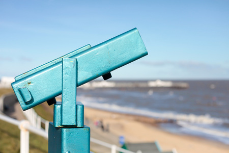 A public telescope at a beachside resortの写真素材