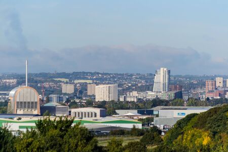 Leeds City scape featuring towerblocks and skyscrapers . In the United Kingdomのeditorial素材