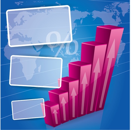 Financial 3d growth concept background with graphのイラスト素材