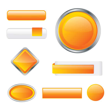 Glossy orange buttons with different shape variationsのイラスト素材