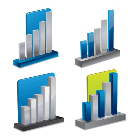 Modern 3d graph or diagram setのイラスト素材