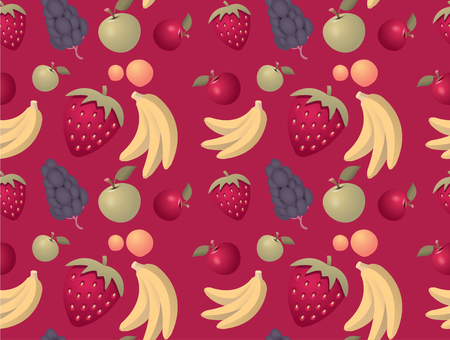 Fruits pattern background - seamless with mixed fruitsのイラスト素材