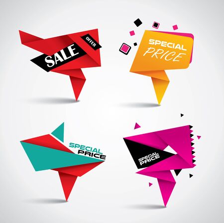 Sale and special offer bubble banner set in vibrant colorsのイラスト素材