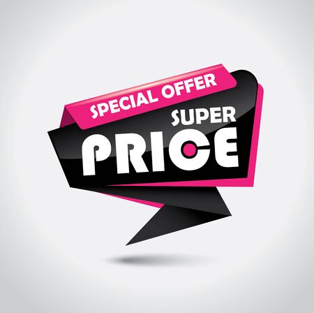 Super price bubble with glossy black and pink colorsのイラスト素材