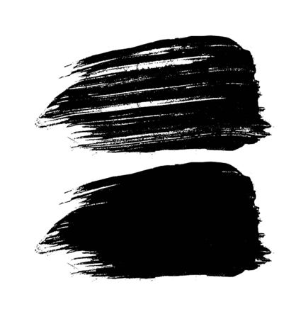 Vector Black hand painted brush strokes. Abstract grunge Black  paintbrush vector illustration. Stroke or scribble isolated element.のイラスト素材