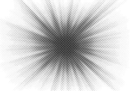 Halftone Background. Glowing light Halftone effect. abstract grunge Starburst halftone dots background. Star Flare, Shine light halftone texture. Retro background, pop art style.のイラスト素材