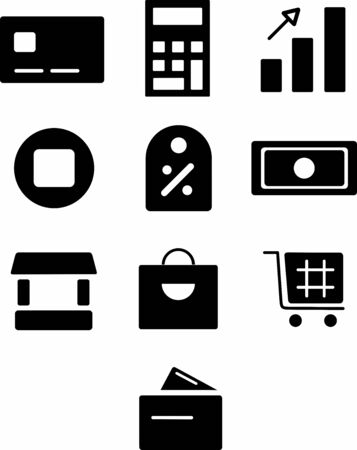 commerce icon sets with solid black style that can be used for design materials and for online storeのイラスト素材