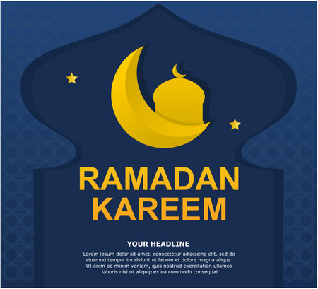 Ramadan Kareem background design with blue color and ornament for modern Islamic banners and advertisementsのイラスト素材