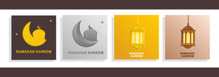 Illustration of gold and brown Ramadan Kareem banner with Islamic ornament, for advertisement and backgroundのイラスト素材