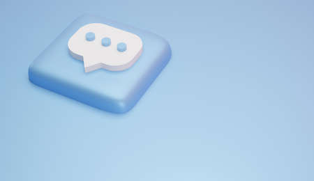 Comment icons and logo minimal 3d background rendering, social network sign, Premium Photoの写真素材