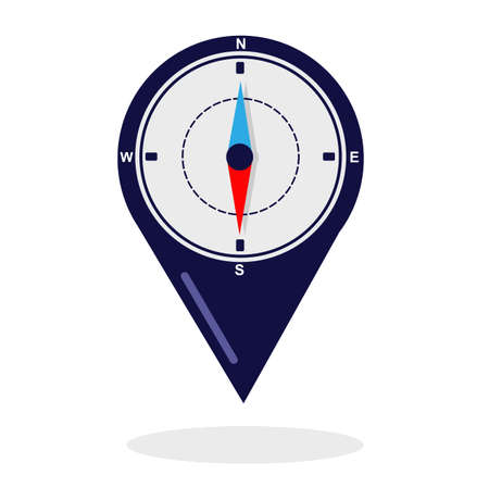 Vector illustration of compass showing location and direction, travel and holiday themes, perfect for travel advertisementsのイラスト素材